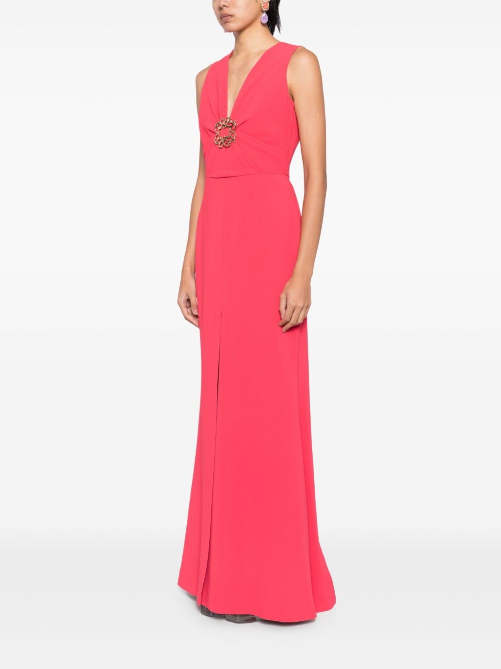 V-neck long dress - 3