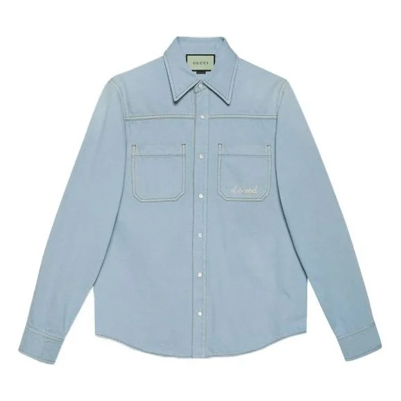 Gucci Les Pommes Oxford Cotton Shirt'Blue' 655703-XDBP4-4447 - 1