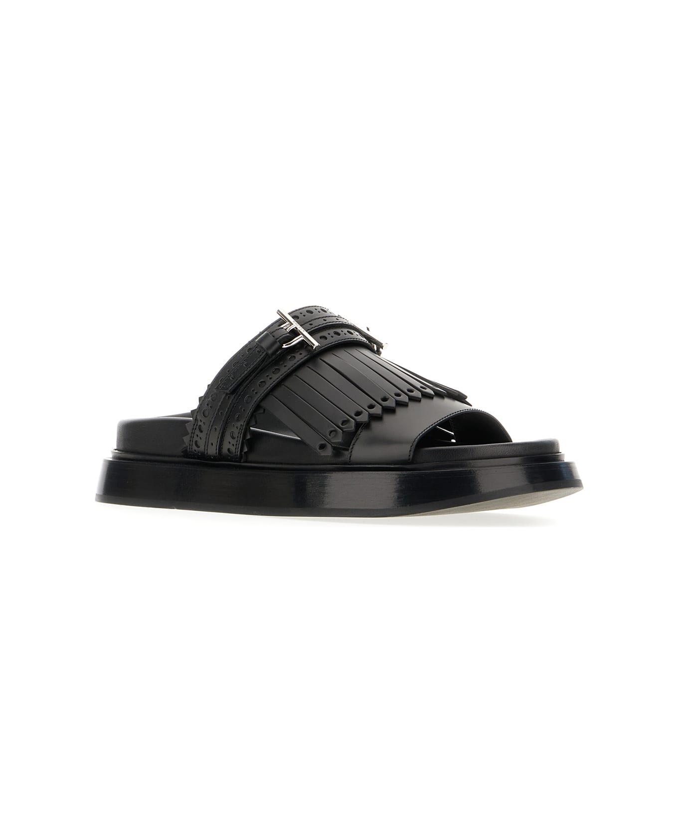 Black Leather Slippers - 2