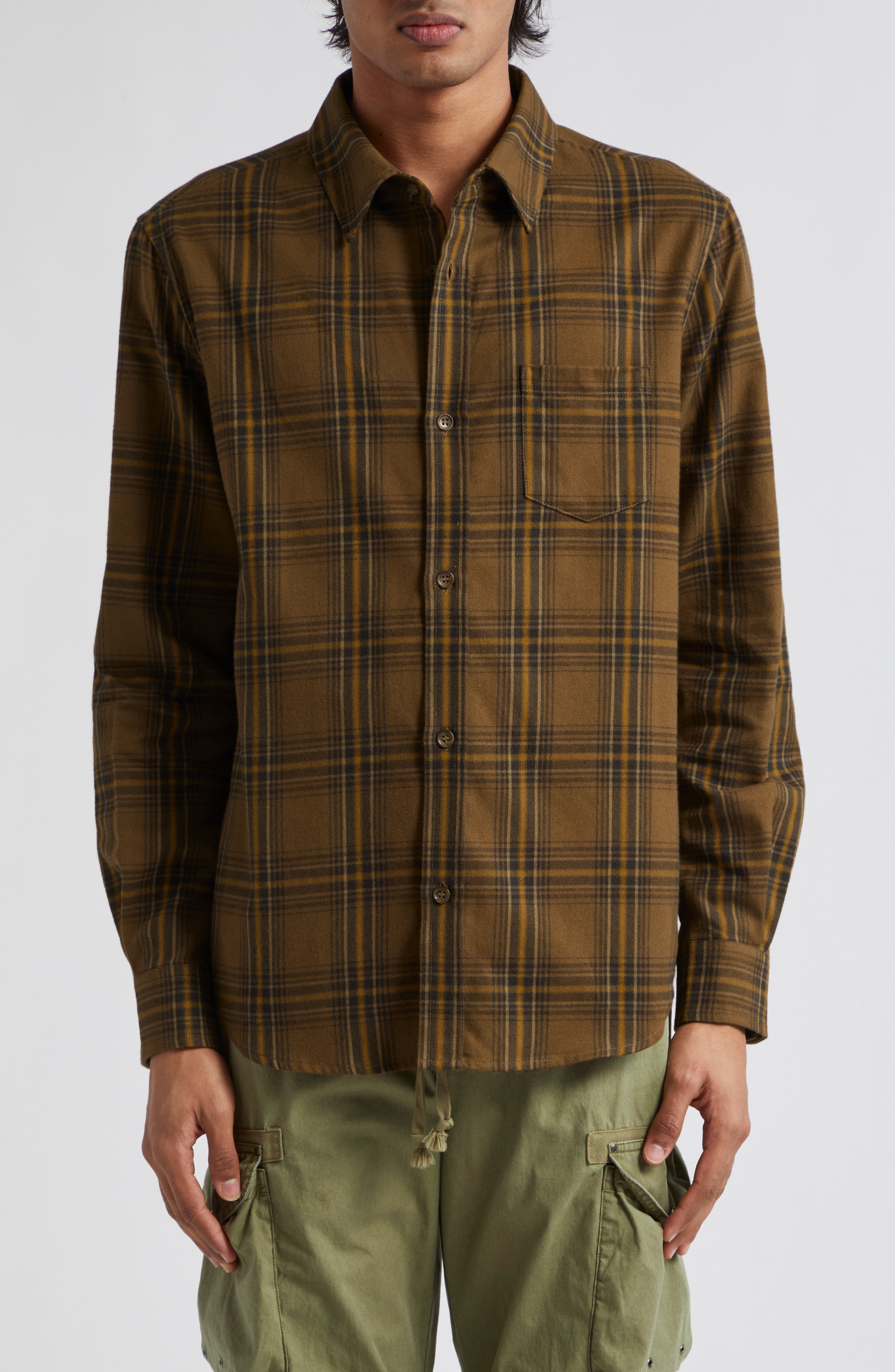 Alder Plaid Cotton Flannel Button-Up Shirt - 1