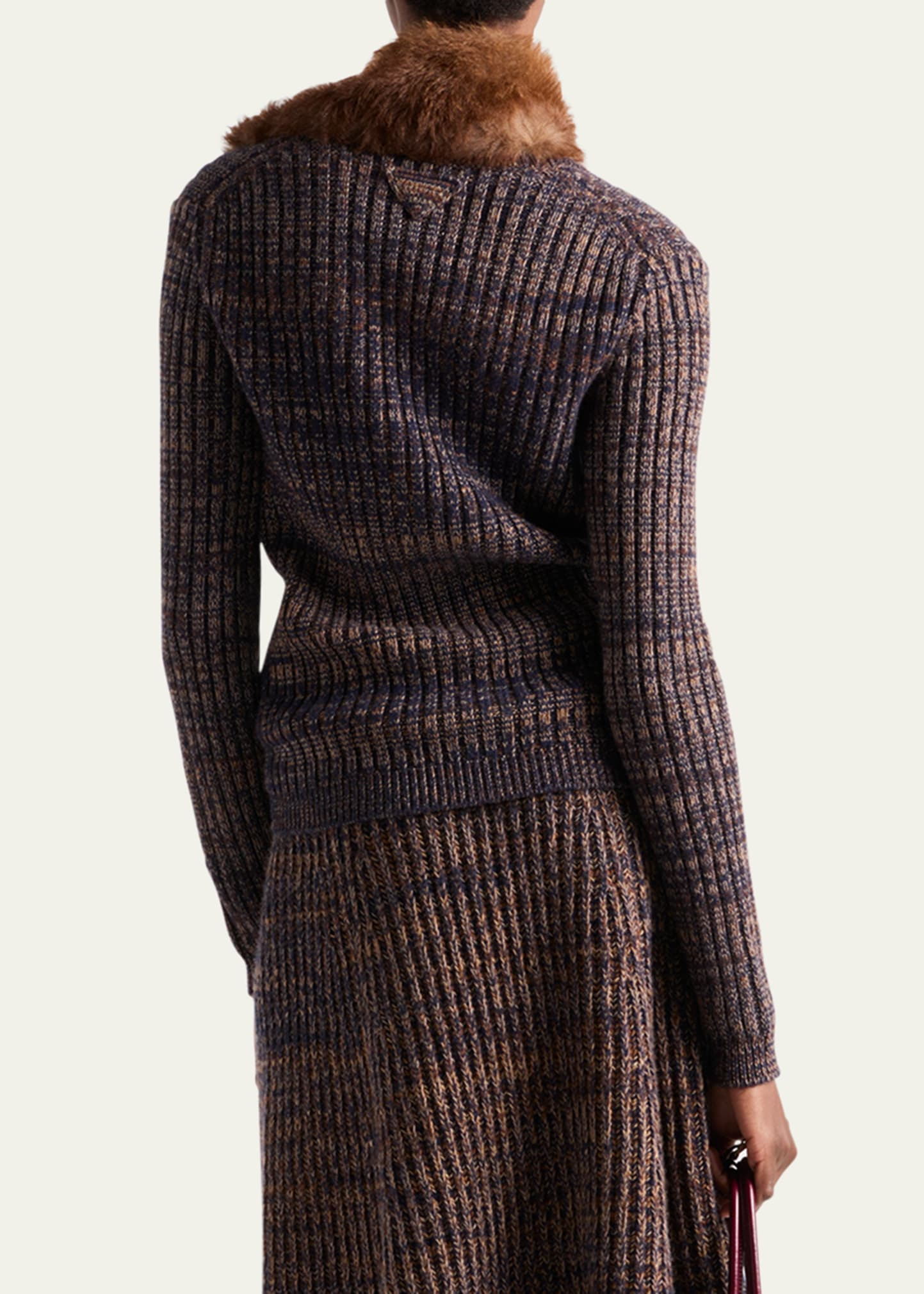 Cashmere-Wool Mouline V-Neck Cardigan - 3