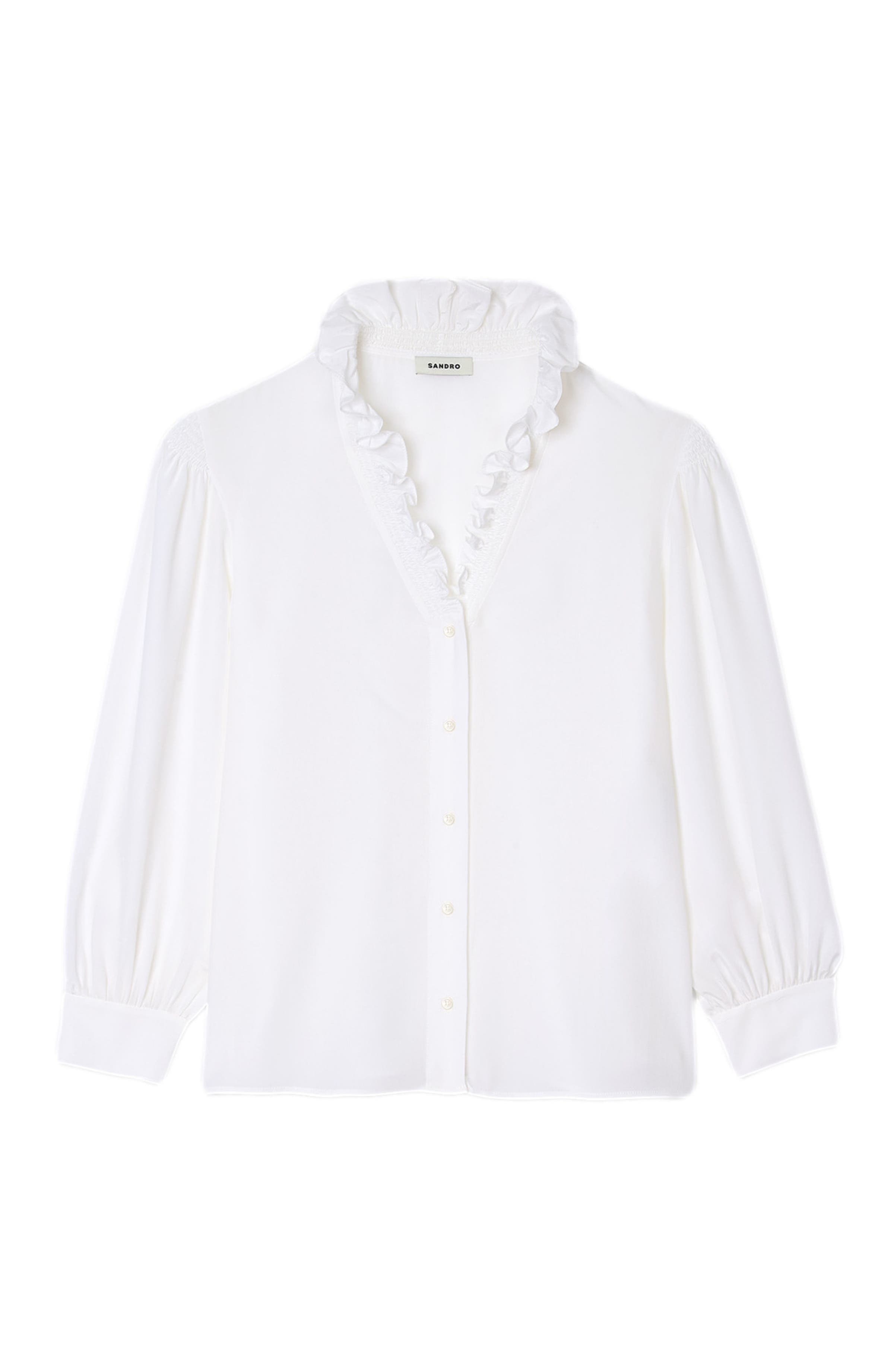 SANDRO Floaty silk shirt in White at Nordstrom - 5