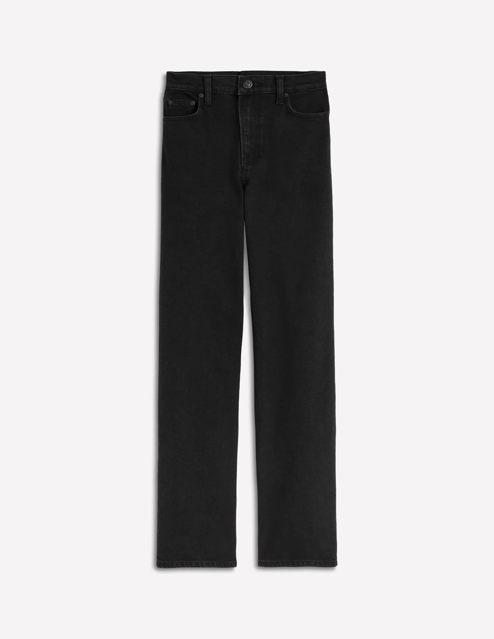 High Rise Column Leg Jeans-Black - 1