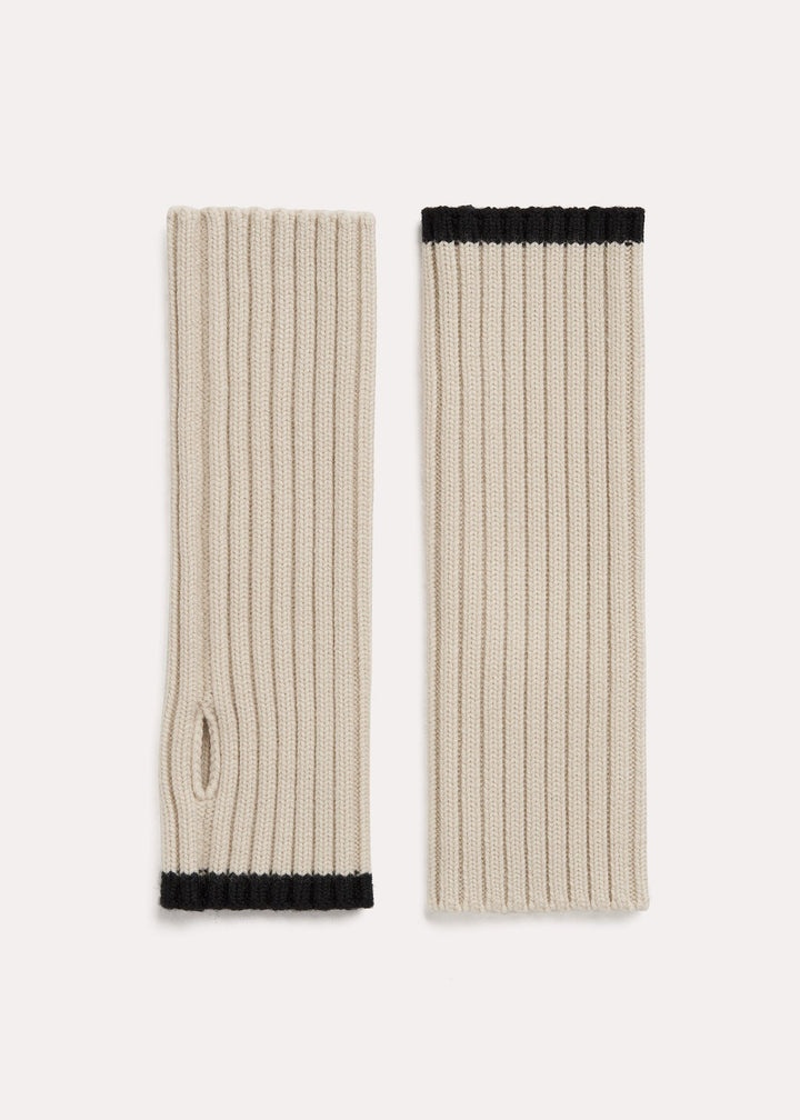 Fingerless wool gloves light sand - 4