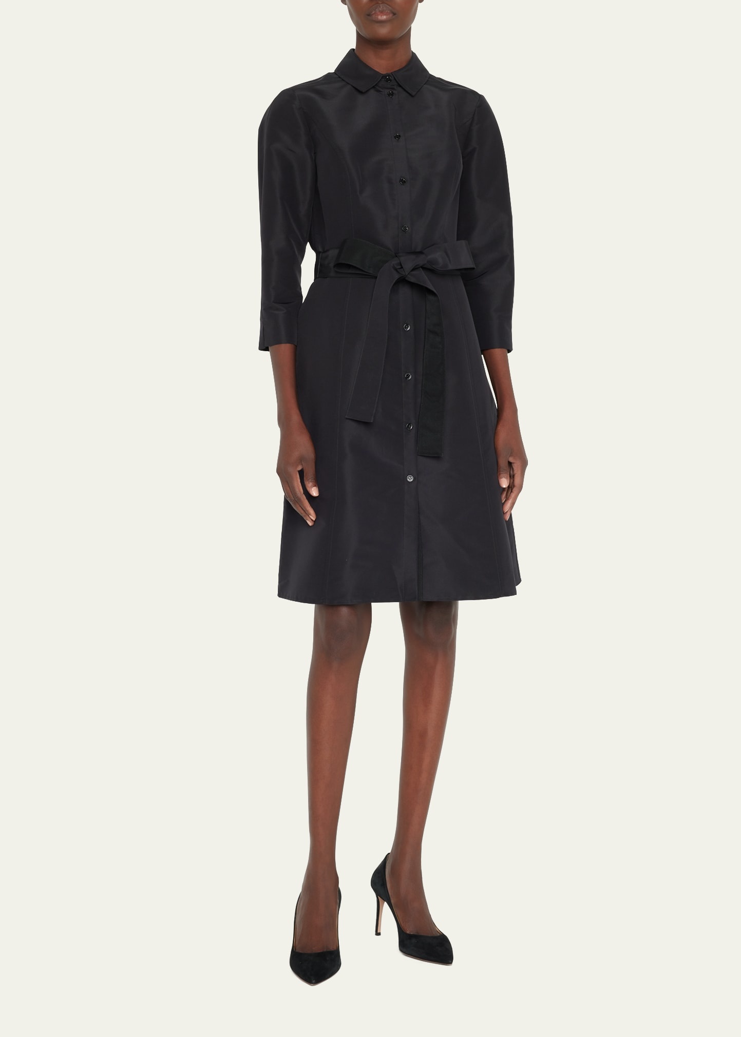 Faille 3/4-Sleeve Shirtdress - 2