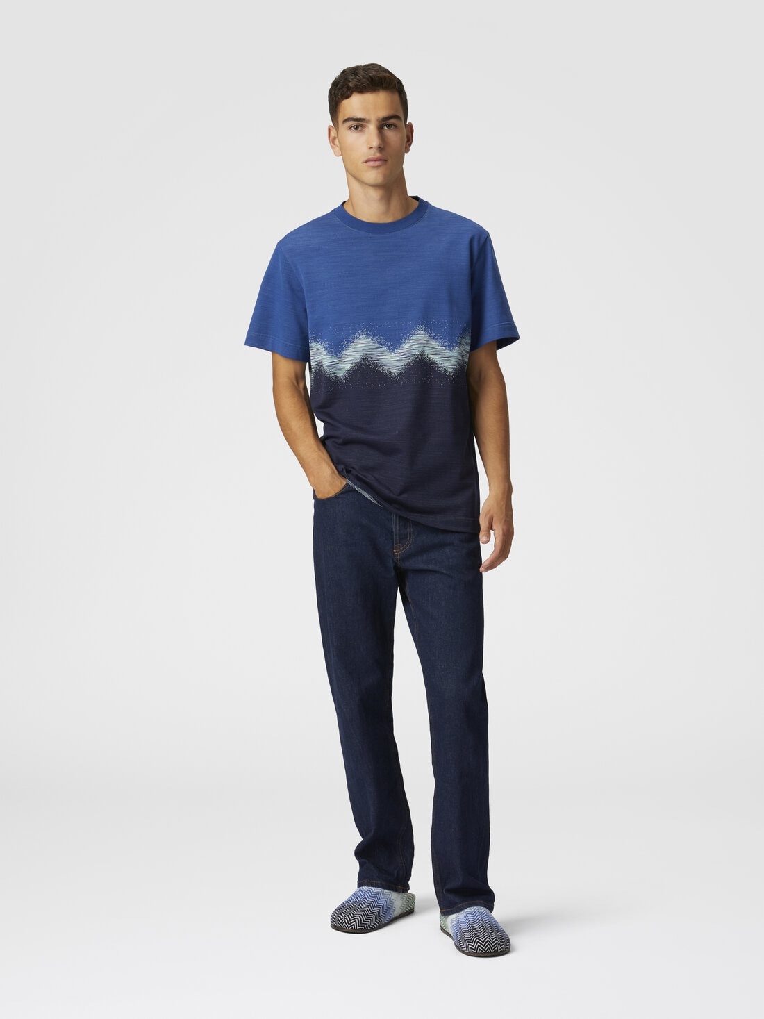Cotton crewneck T-shirt with slub zigzag - 2