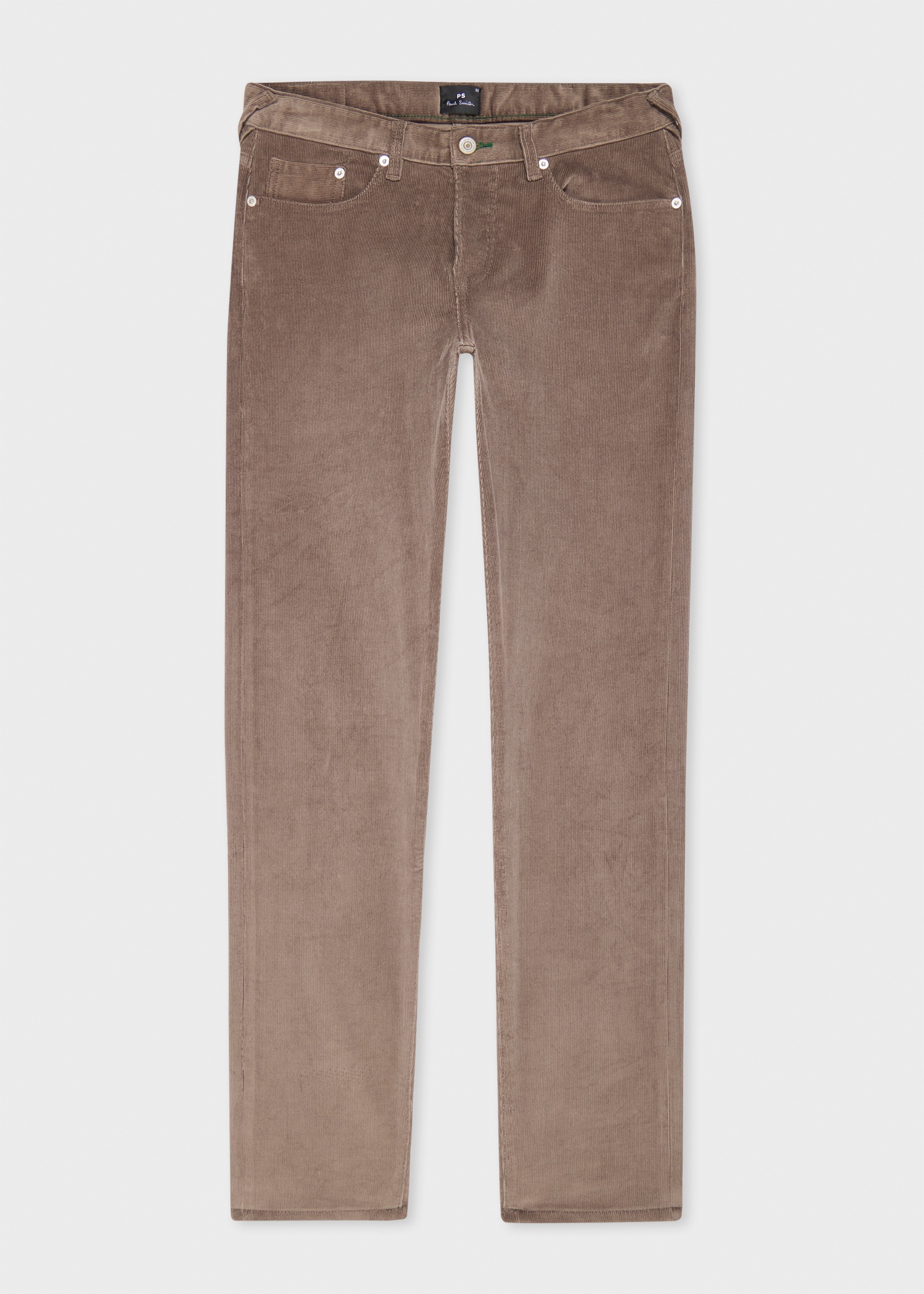 Light Tan Black Tapered-Fit Organic Corduroy Trousers - 1