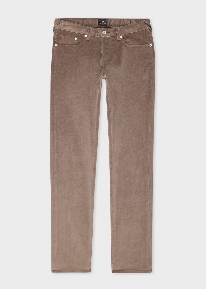 Light Tan Black Tapered-Fit Organic Corduroy Trousers 1