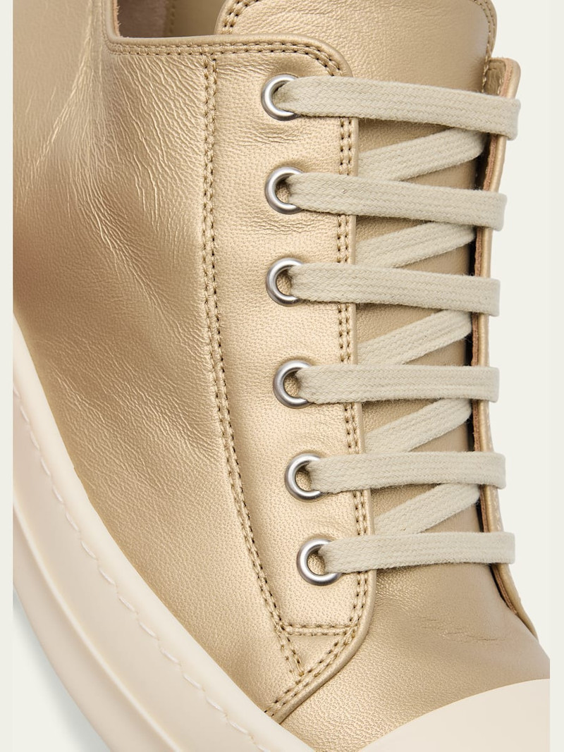Rick Owens Metallic Leather Low Top Sneakers outlook