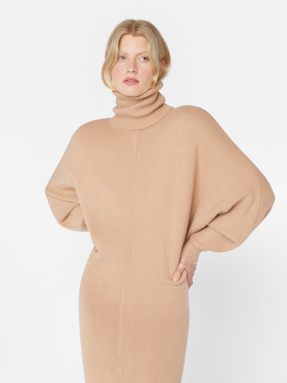 Long Cashmere Dolman Dress in Blush - 2