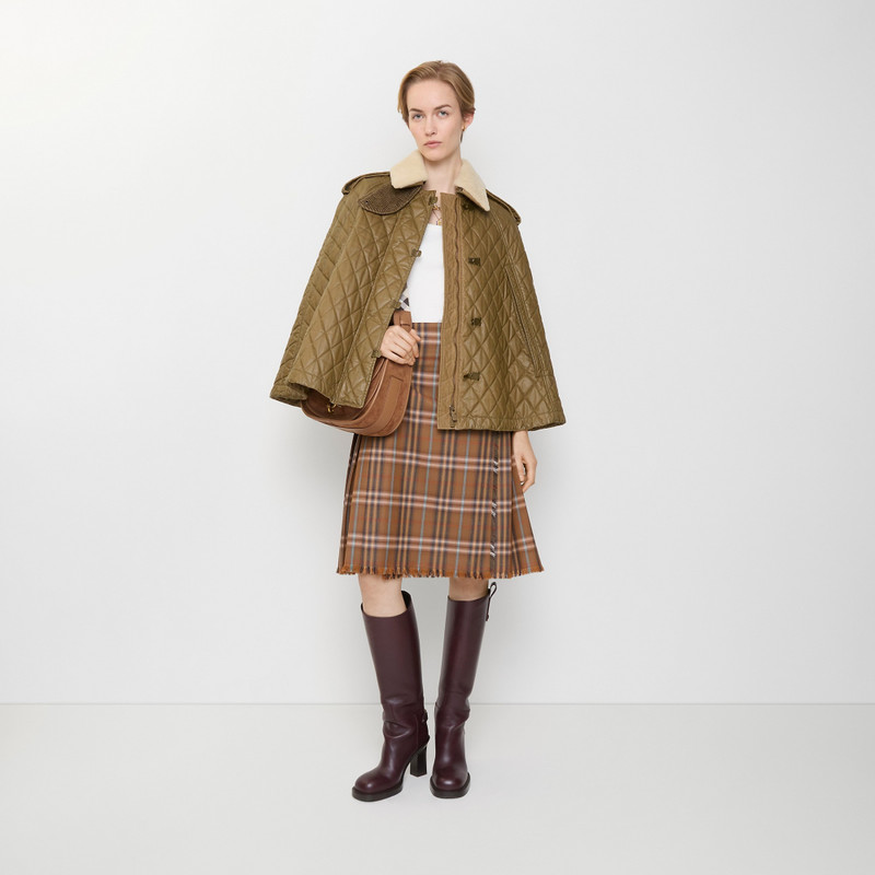 Burberry Shearling Collar Quilted Cotton Heath Cape outlook