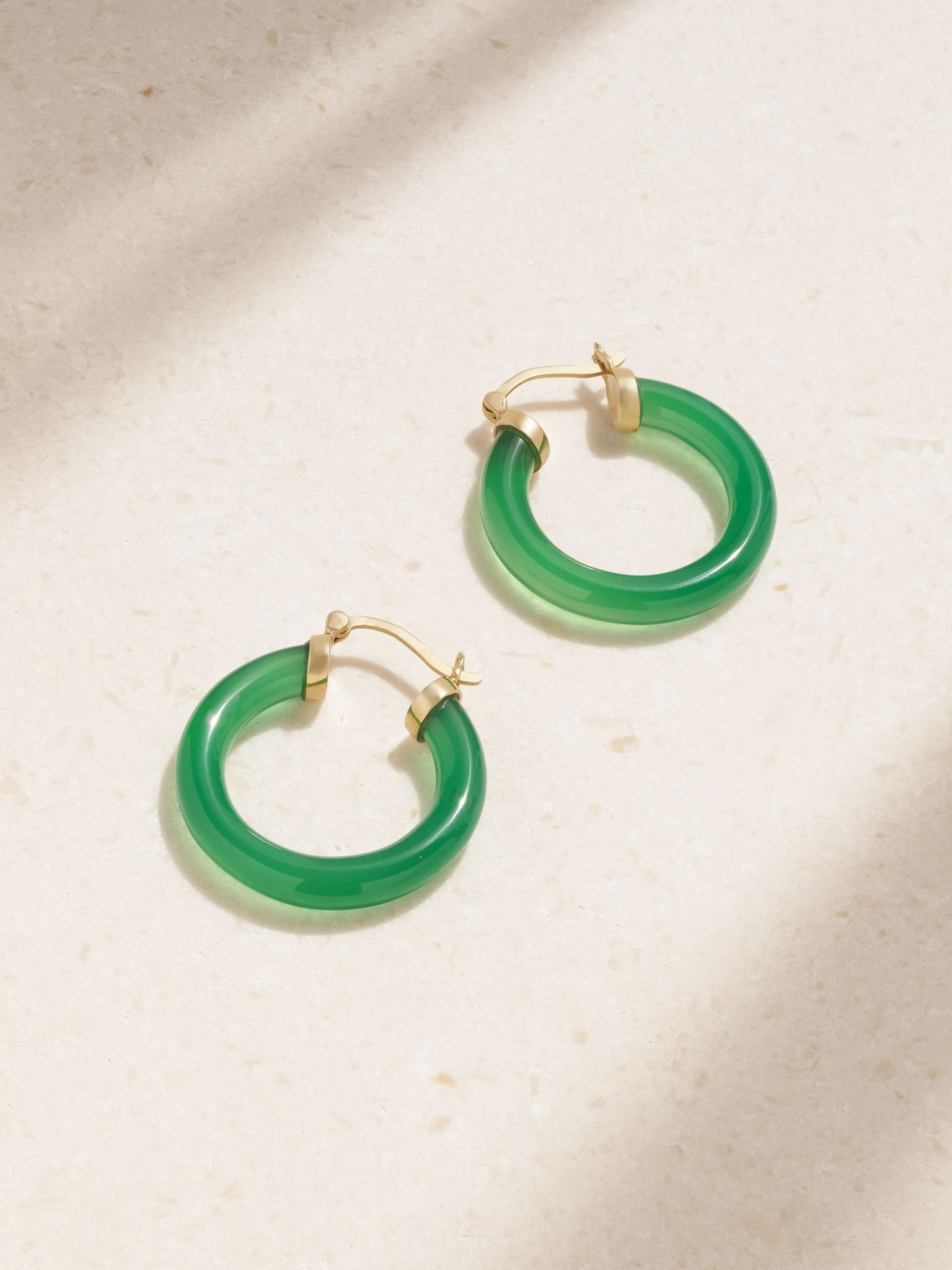 14-karat gold chalcedony hoop earrings Gold - 1