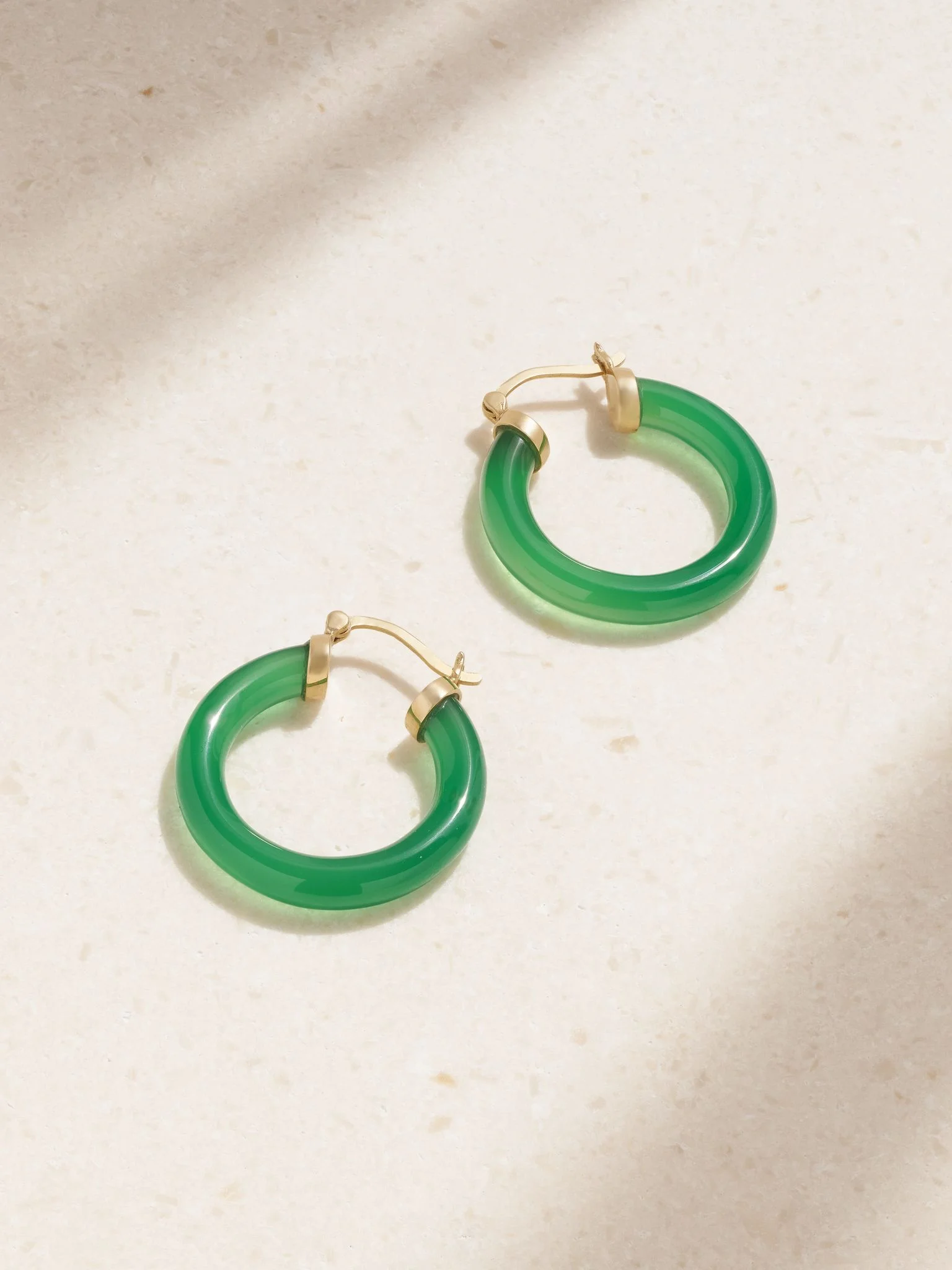 14-karat gold chalcedony hoop earrings Gold - 1