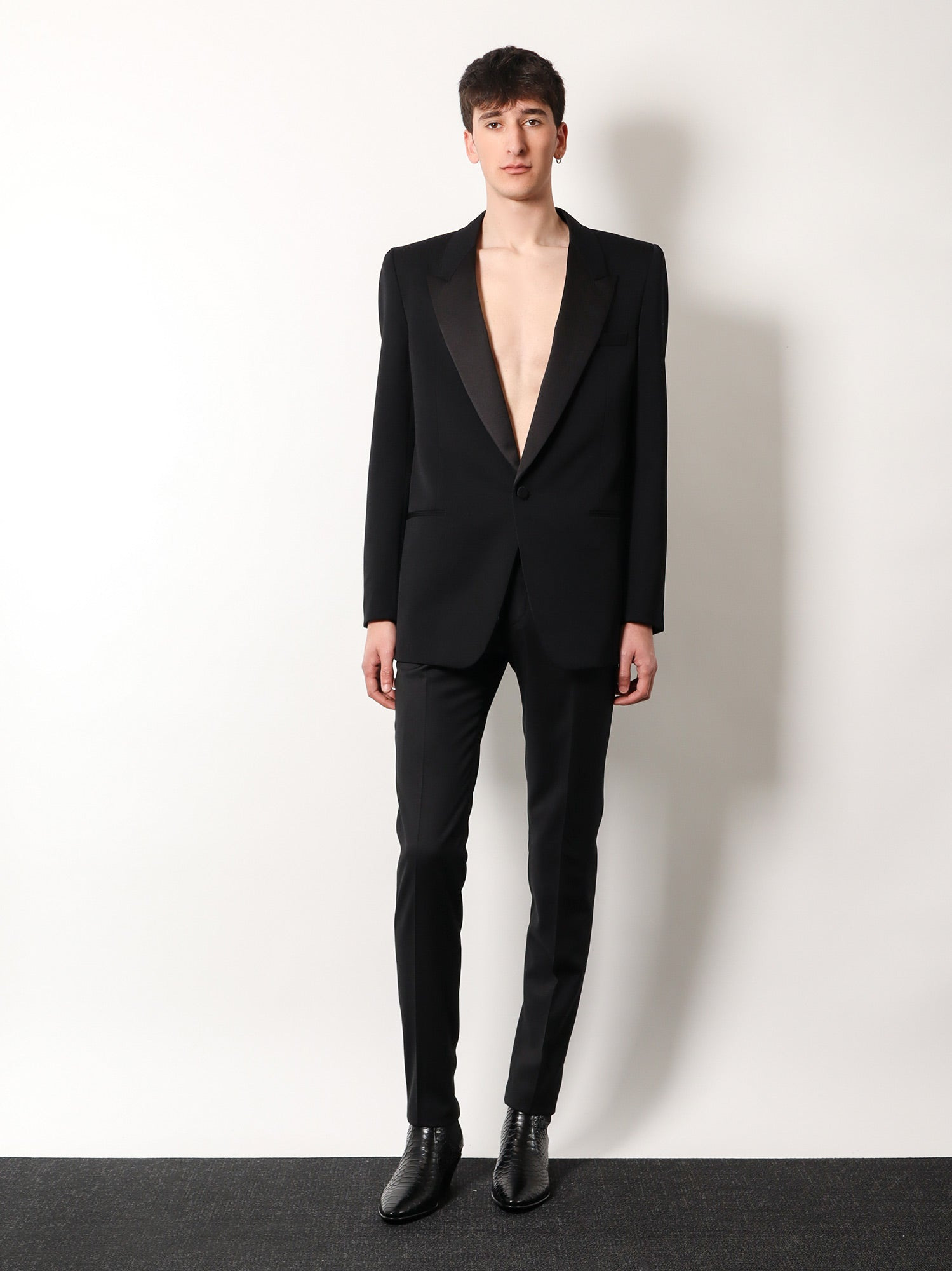 Saint Laurent Certified Wool Blazer With Satin Lapel - 2