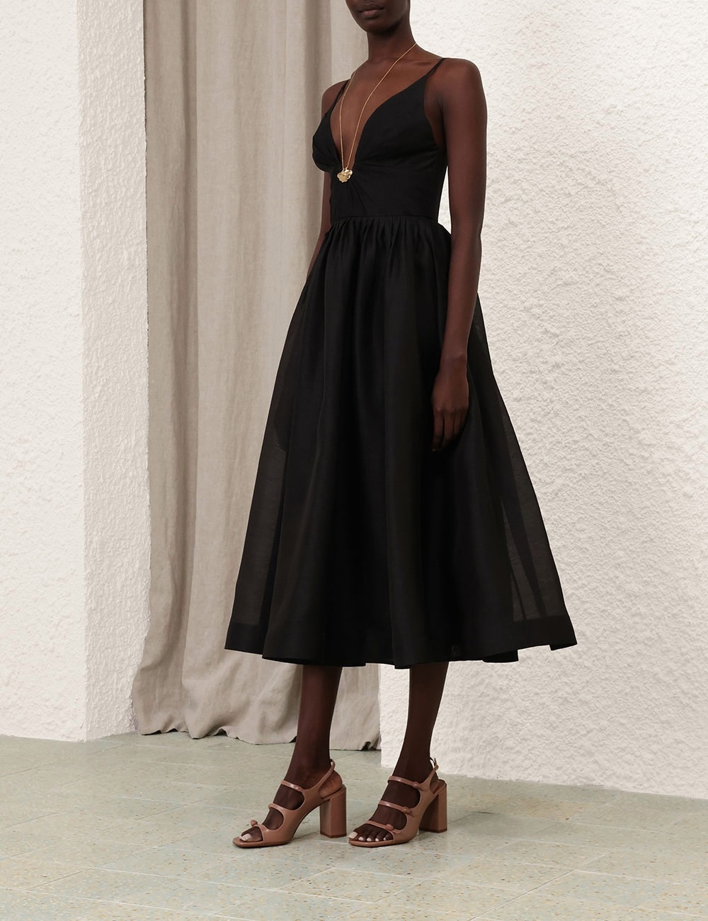 ILLUSTRATION V NECK MIDI DRESS - 3