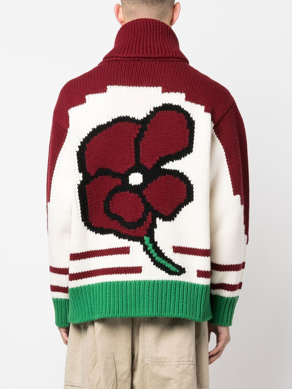 floral-intarsia wool cardigan - 4