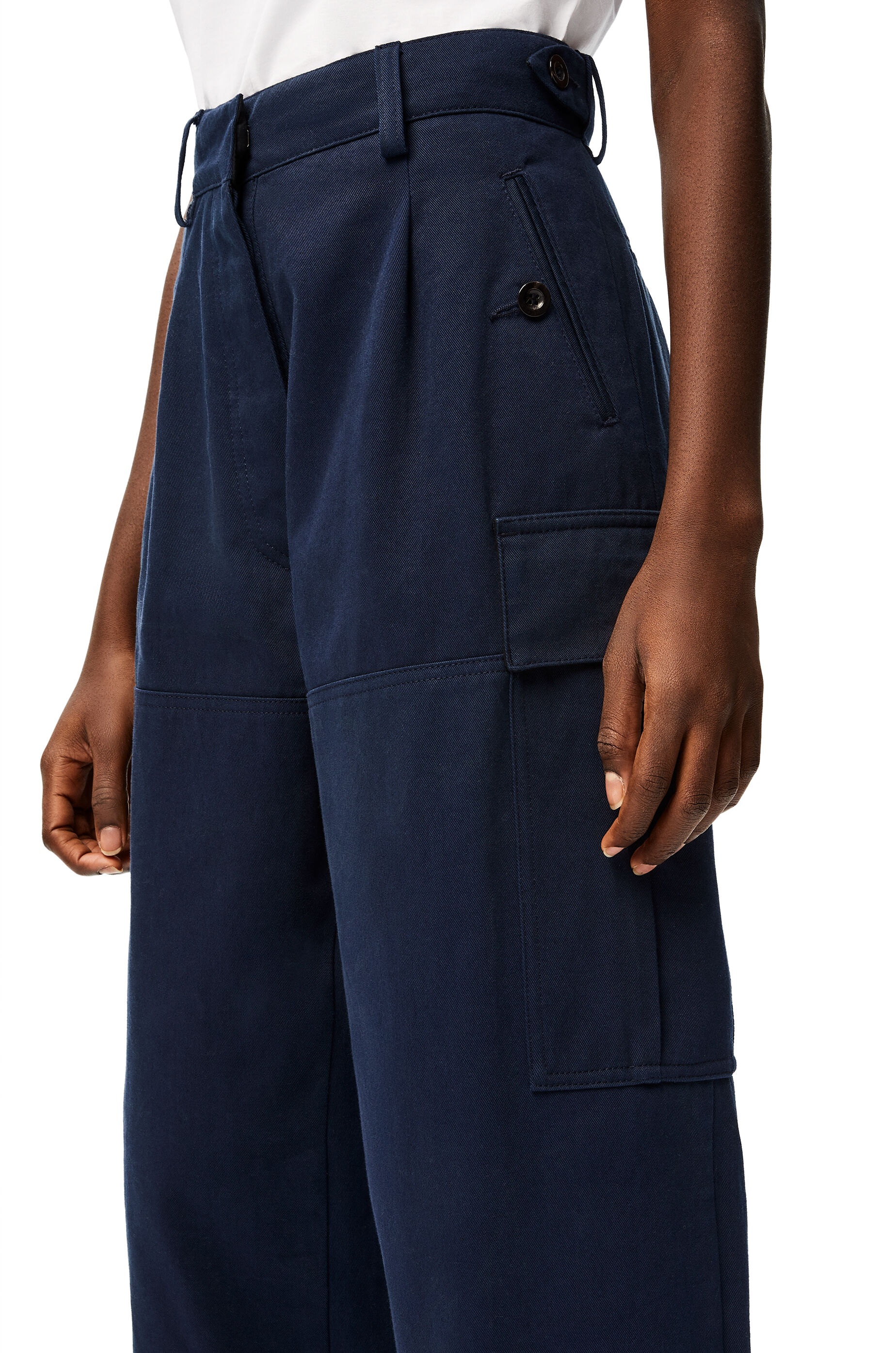 High waisted cargo trousers in cotton - 5