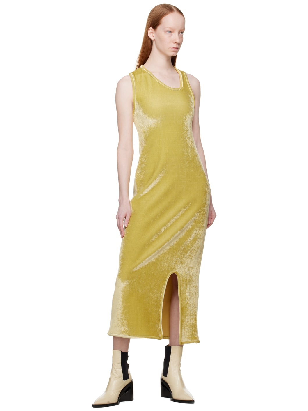 Yellow Asymmetric Midi Dress - 4