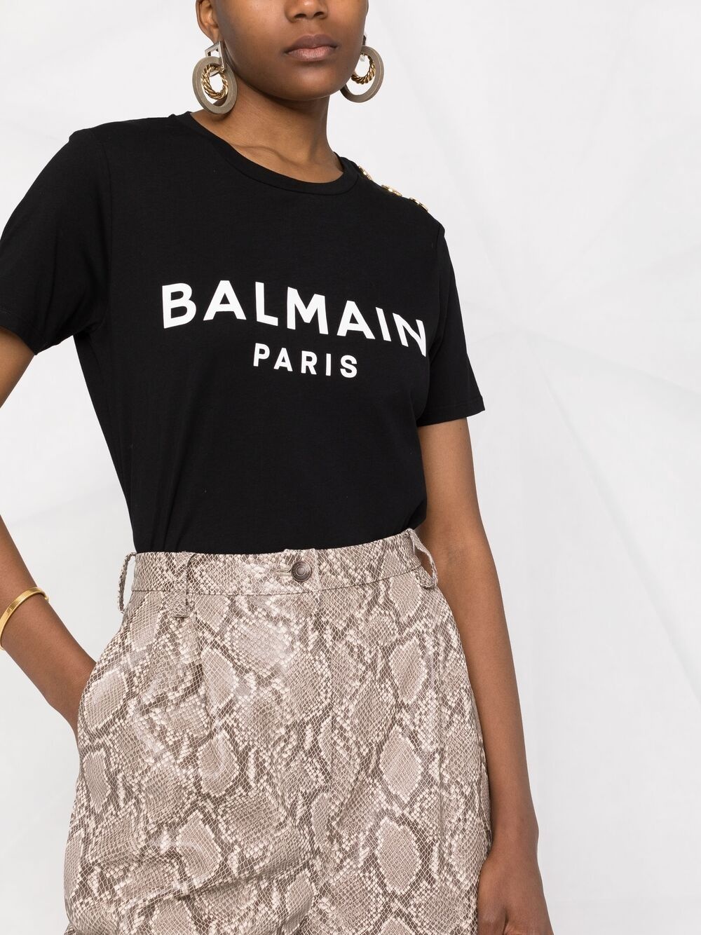 Balmain Logo Organic Cotton T Shirt - 4