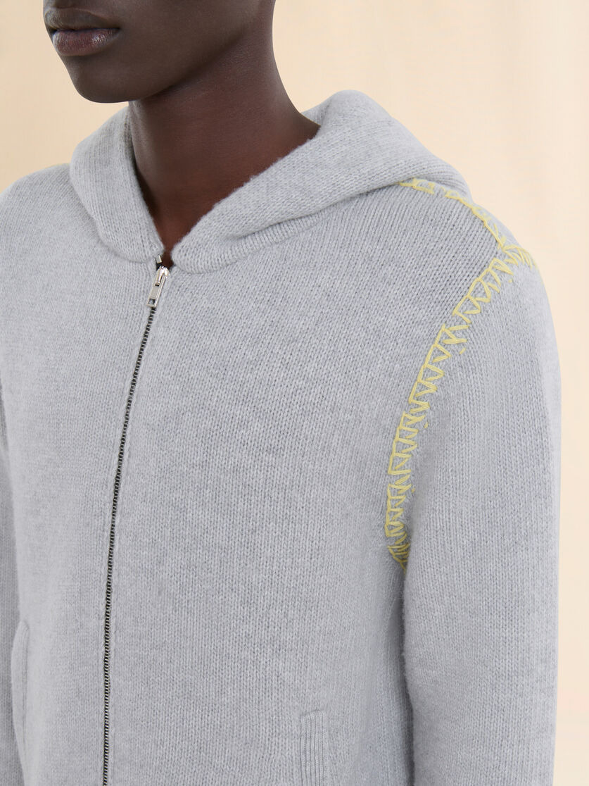GREY WOOL-CASHMERE CARDIGAN WITH MARNI MENDING - 4