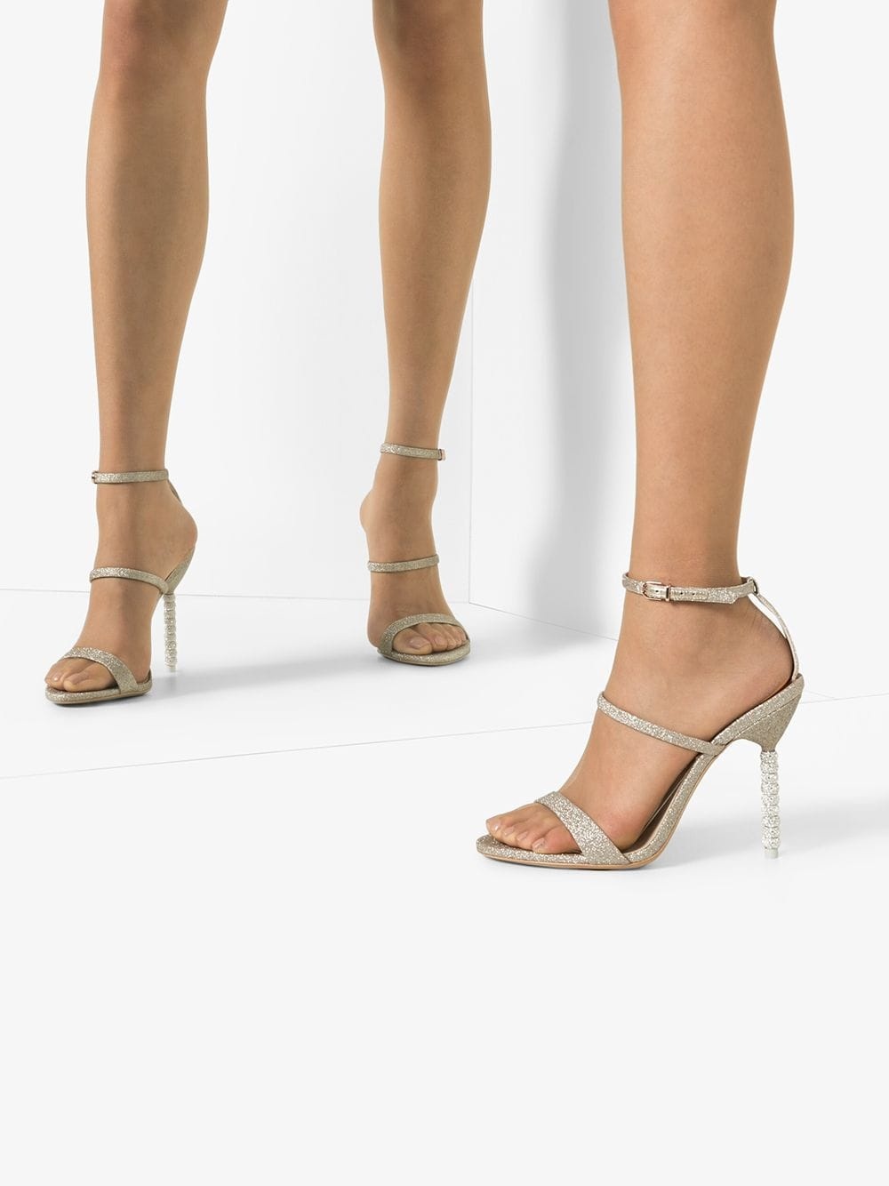 champagne glitter rosalind 100 leather sandals - 3