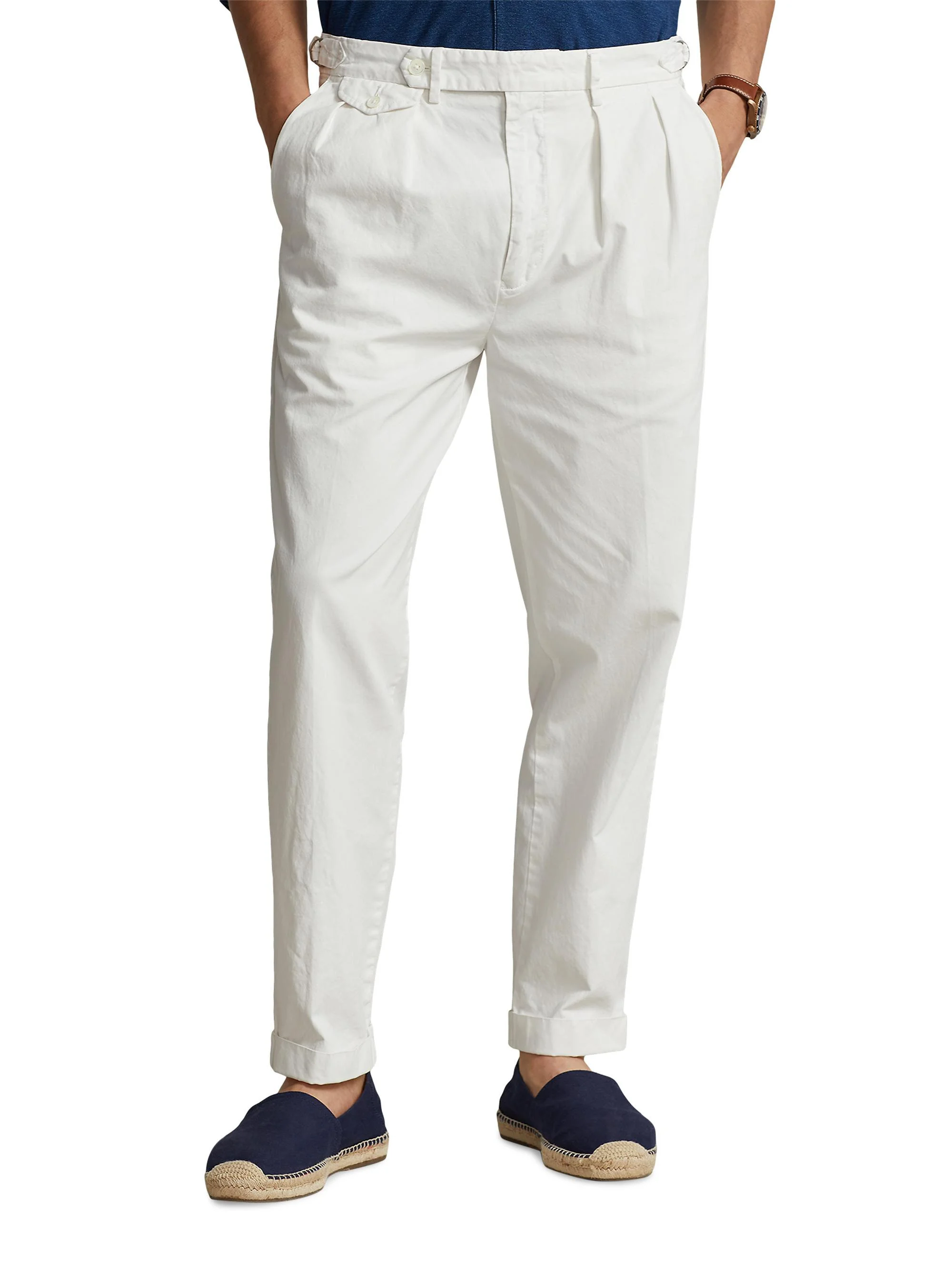 Men's Featherweight Twill Tennis Flat-Front Pants - White - 1