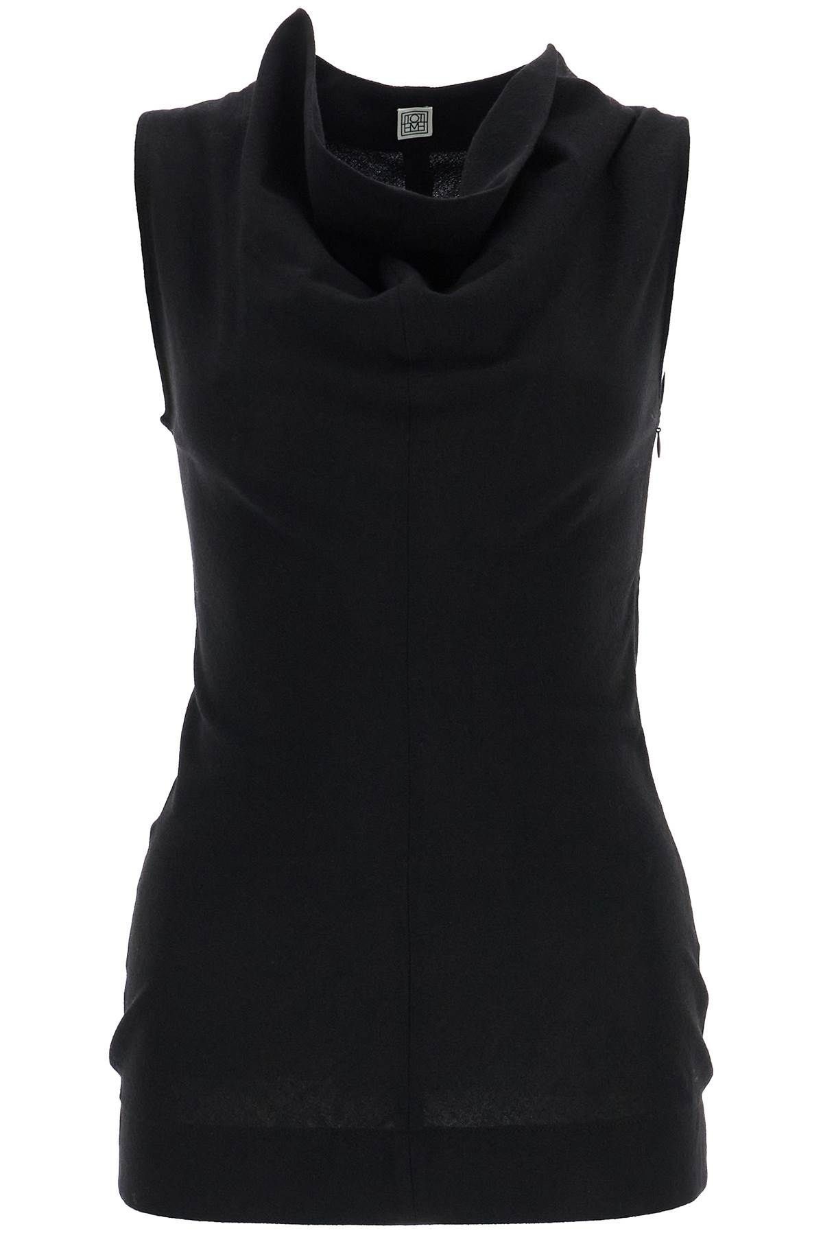 SS25【TOTEME】Black Wool Cowl Neck Top Slim Fit Cowl-neck top black – TOTEME