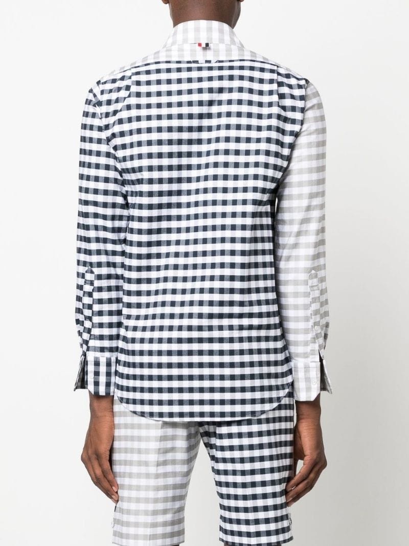panelled gingham cotton shirt - 4