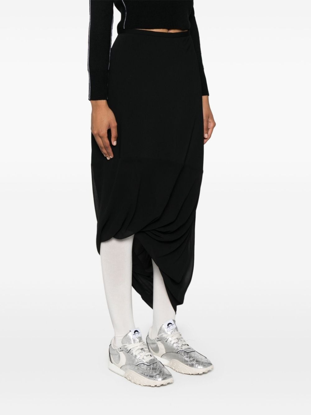 asymmetric draped midi skirt - 3