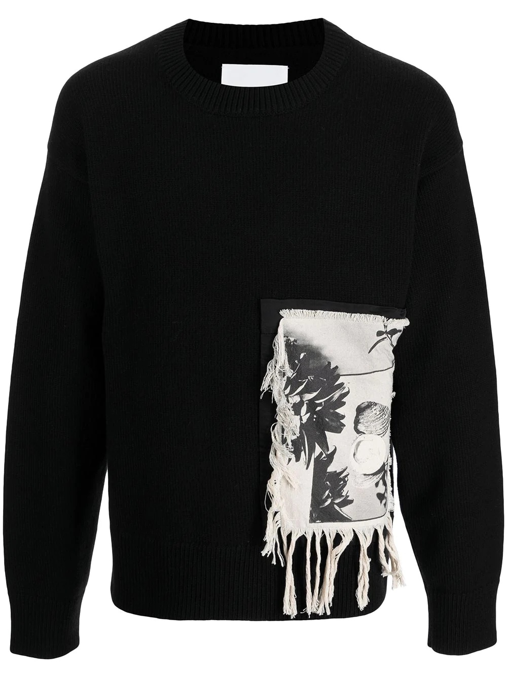 abstract-print frayed-edge jumper - 1