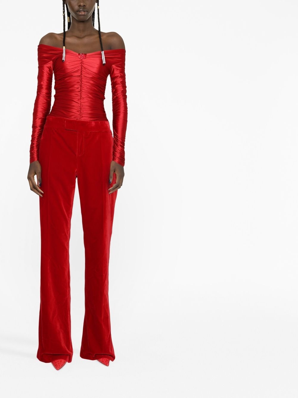 velvet bootcut trousers - 2