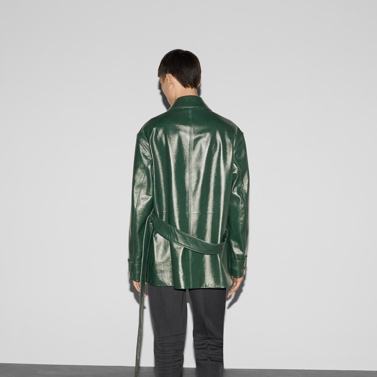 Shiny leather trench coat - 4