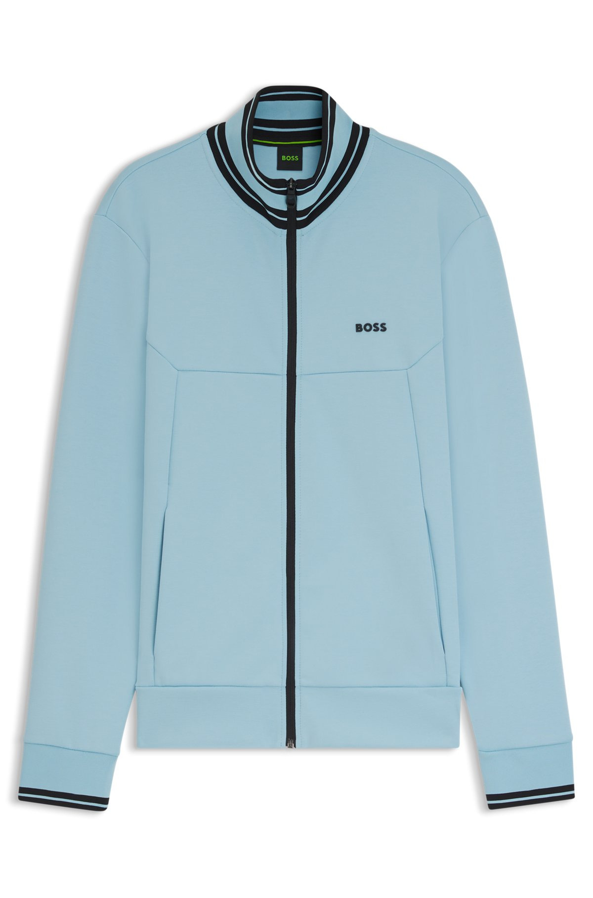 ZIP-UP SWEATSHIRT WITH STRIPED TRIMS - 1
