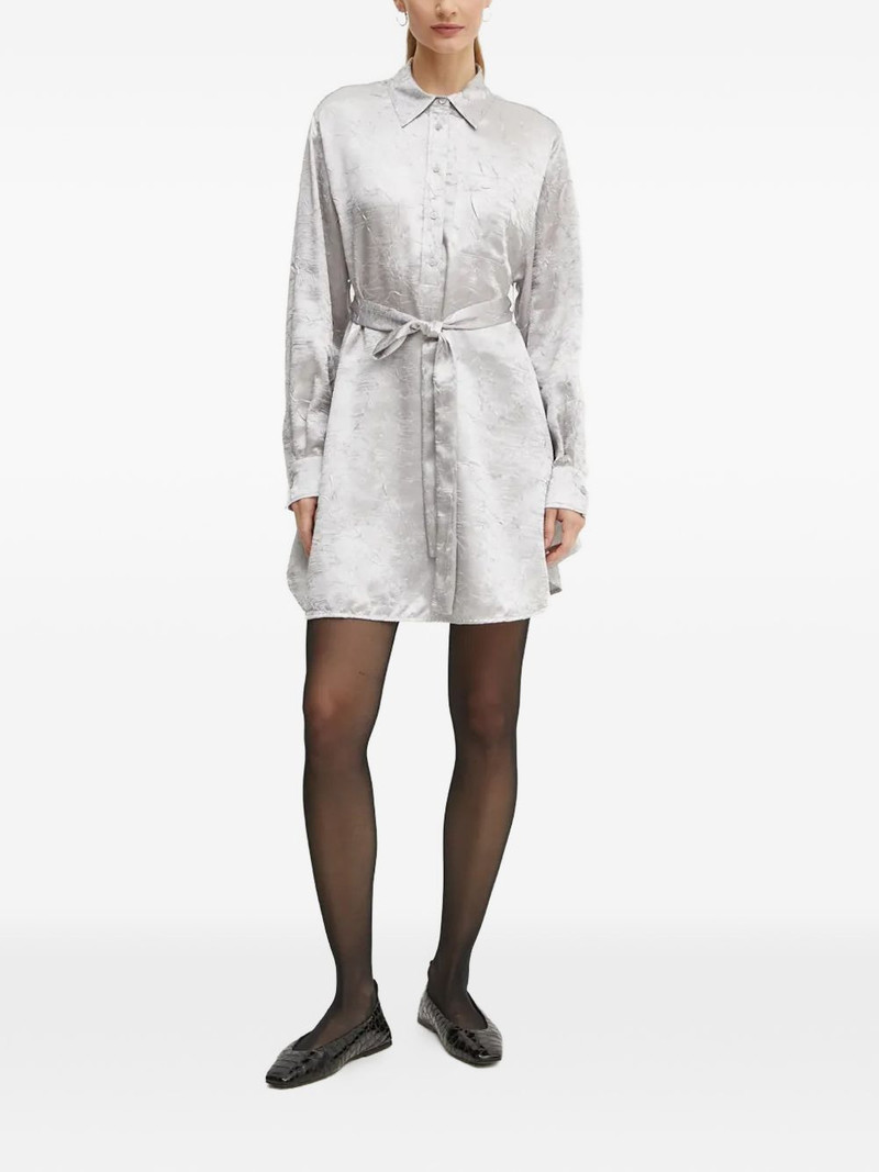 PINKO belted-waist long-sleeve mini shirt dress outlook