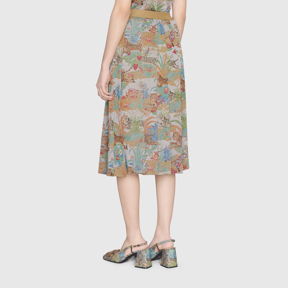 Gucci Tiger jacquard pleated skirt - 4