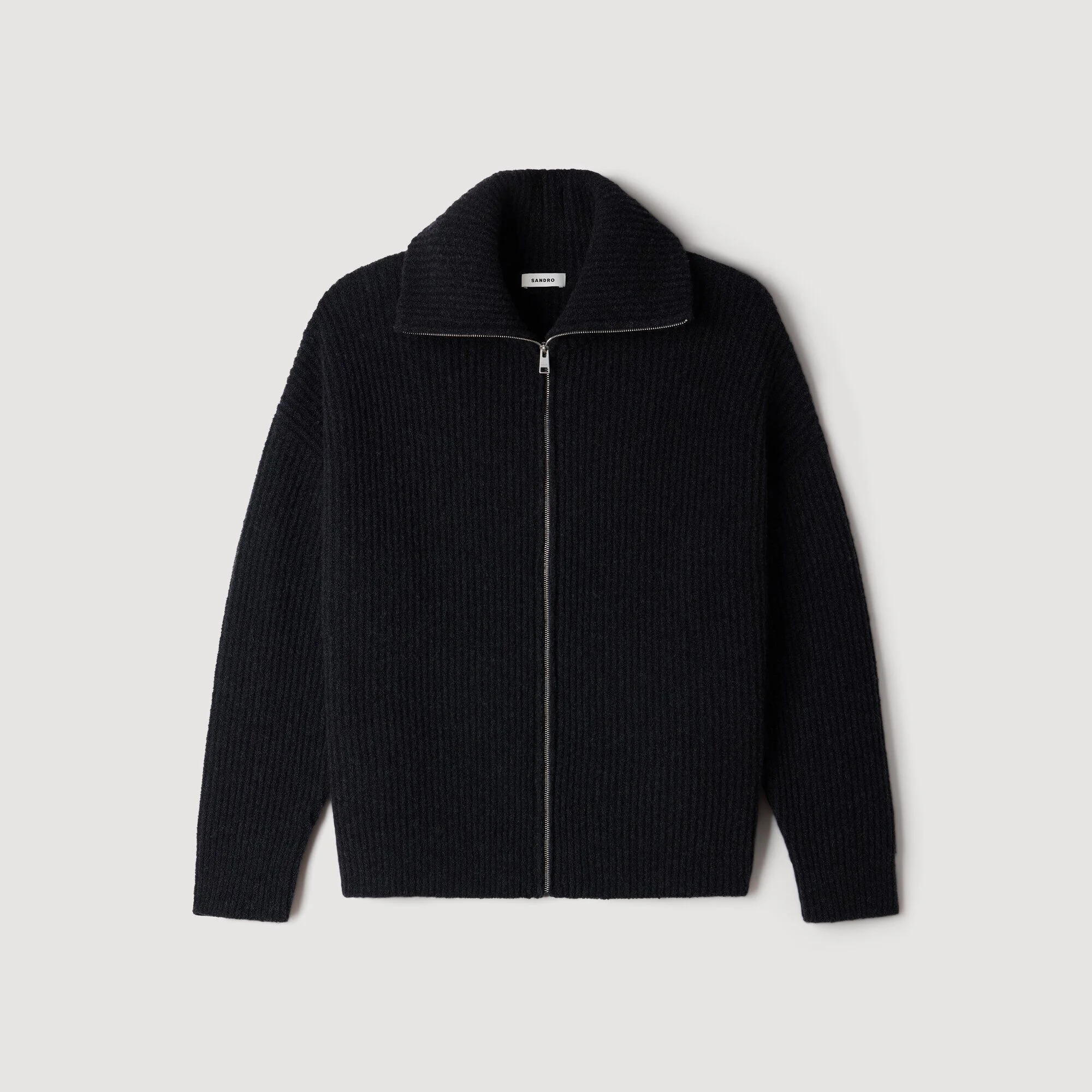 TEXTURED WOOL ZIP-UP CARDIGAN - 1