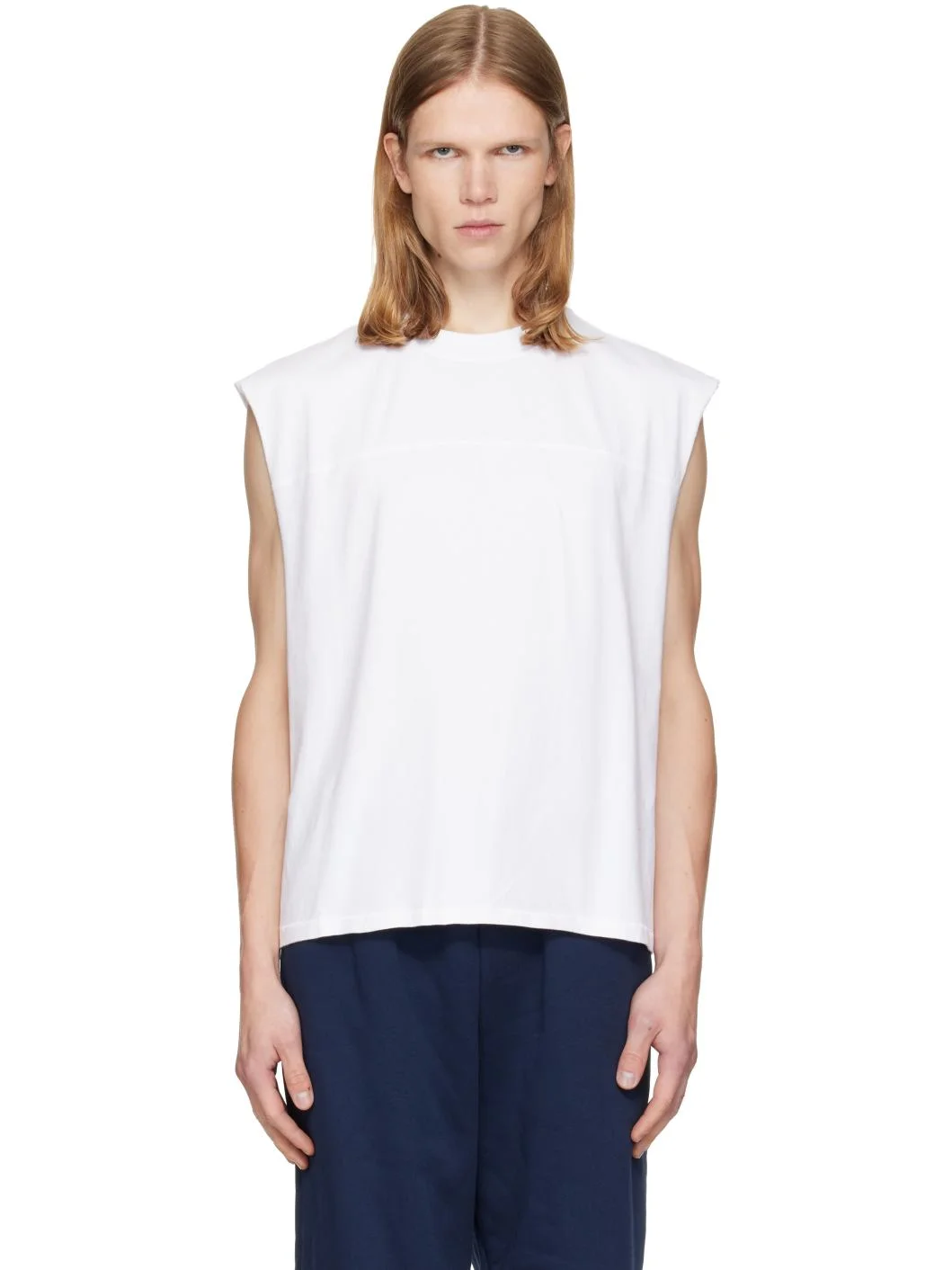 White Heavyweight Cotton Cropped Muscle Tank Top - 1