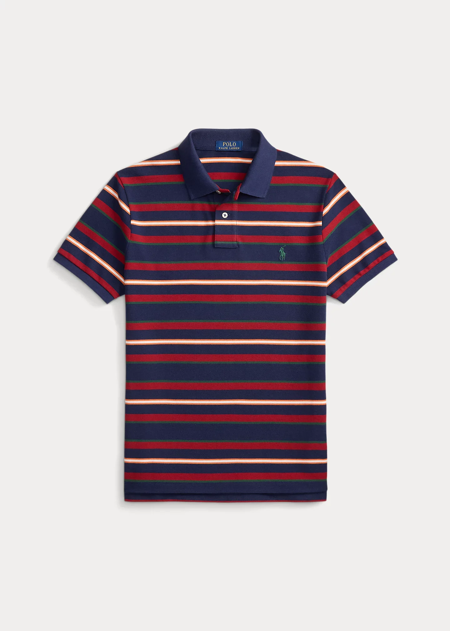 Classic Fit Striped Mesh Polo Shirt - 1