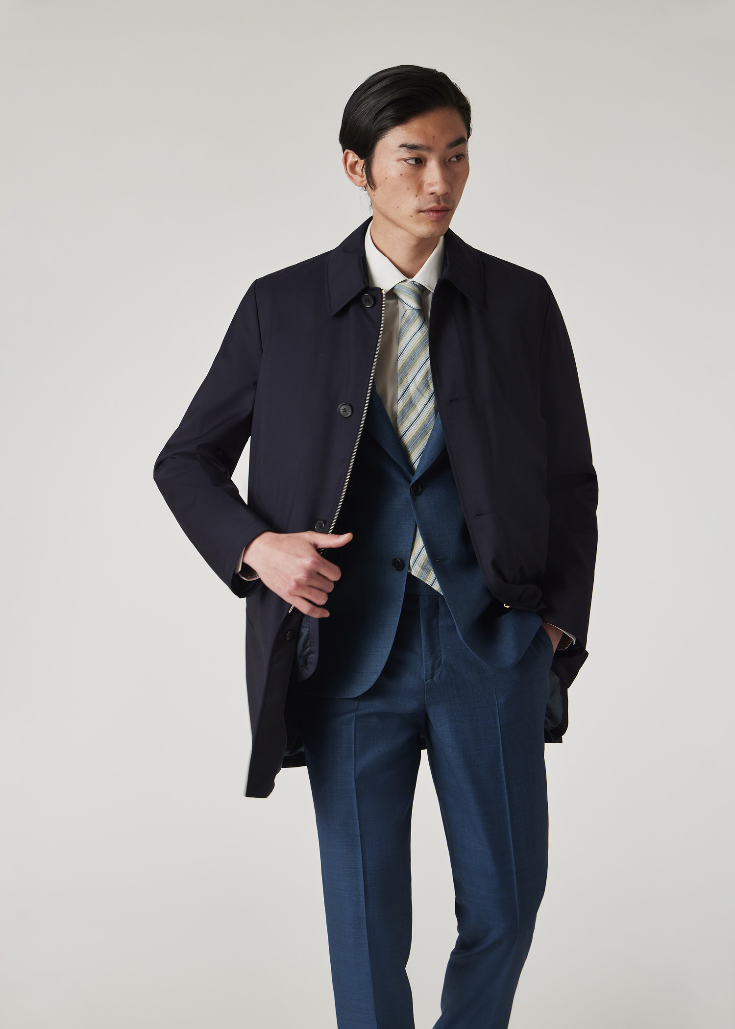 'Storm System' Wool Mac With Detachable Gilet - 10