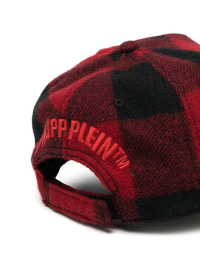 PHILIPP PLEIN embroidered-logo check-pattern baseball cap outlook