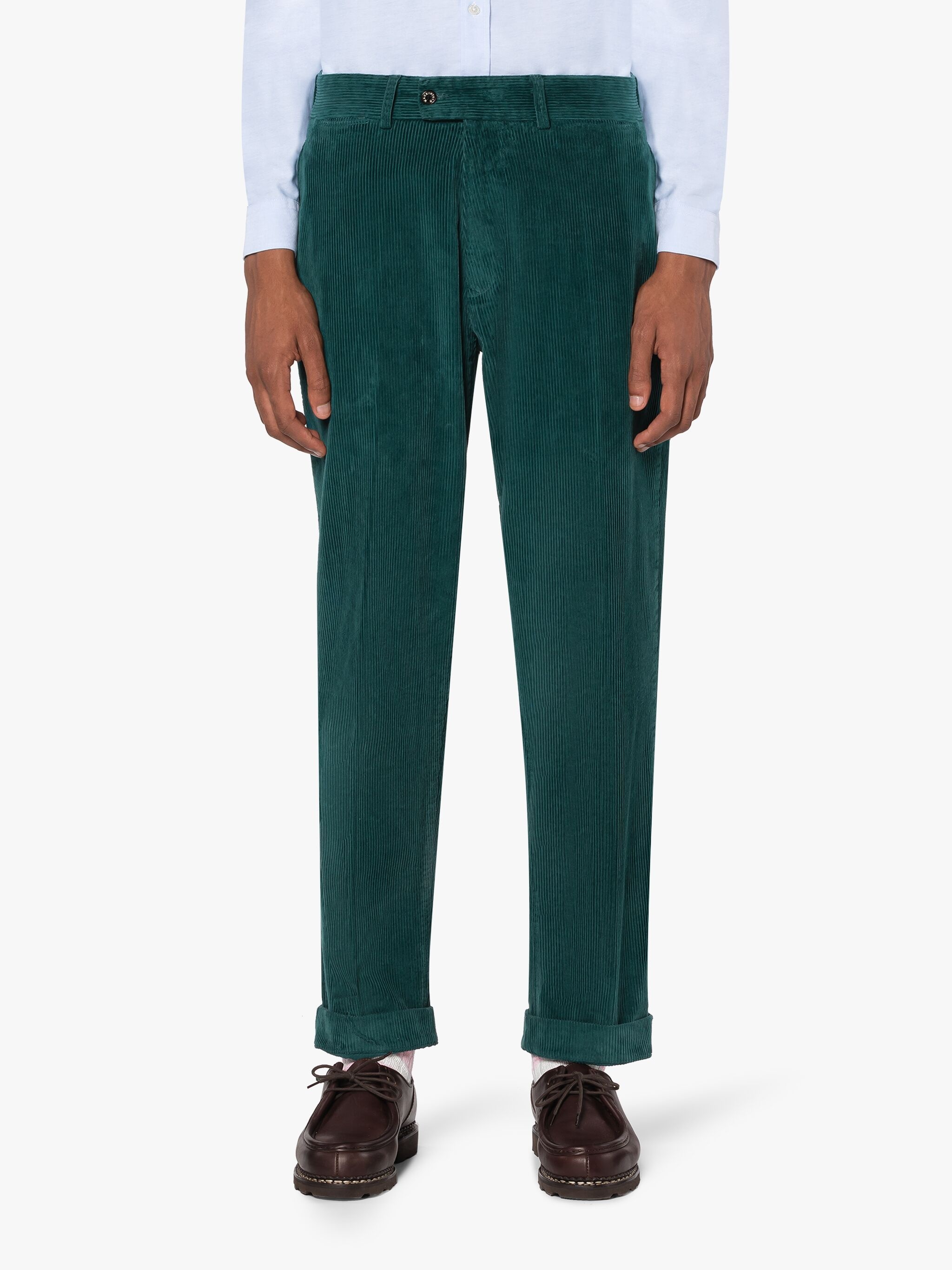 TEAL CORDUROY COTTON CHINO TROUSERS - 3