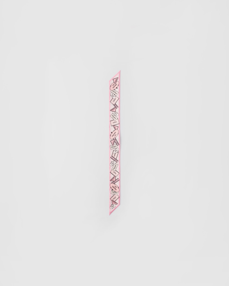 Printed silk twill skinny scarf 3