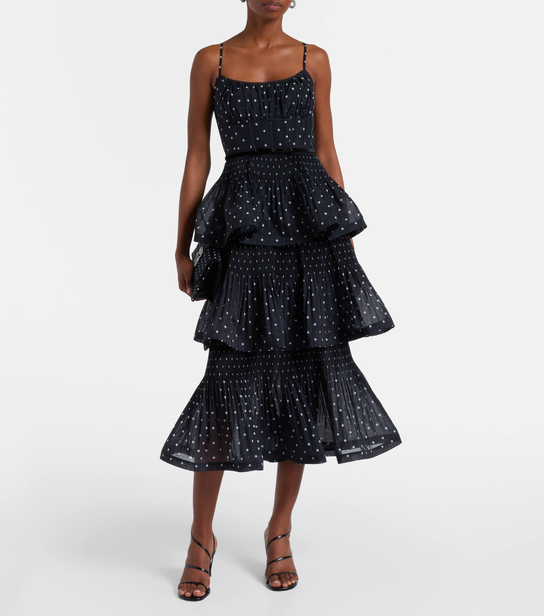 Polka-dot tiered midi dress - 2