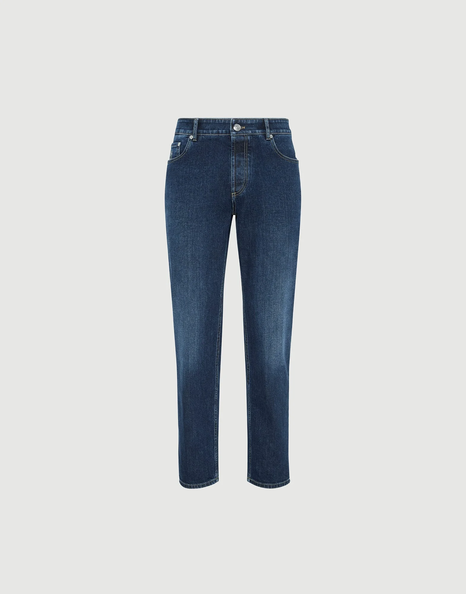 Comfort cotton denim traditional fit five-pocket trousers - 1