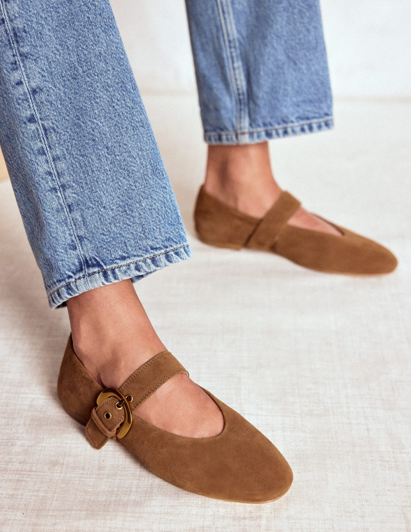 BODEN Kylie Flat Buckle Mary Janes-Raw Umber outlook