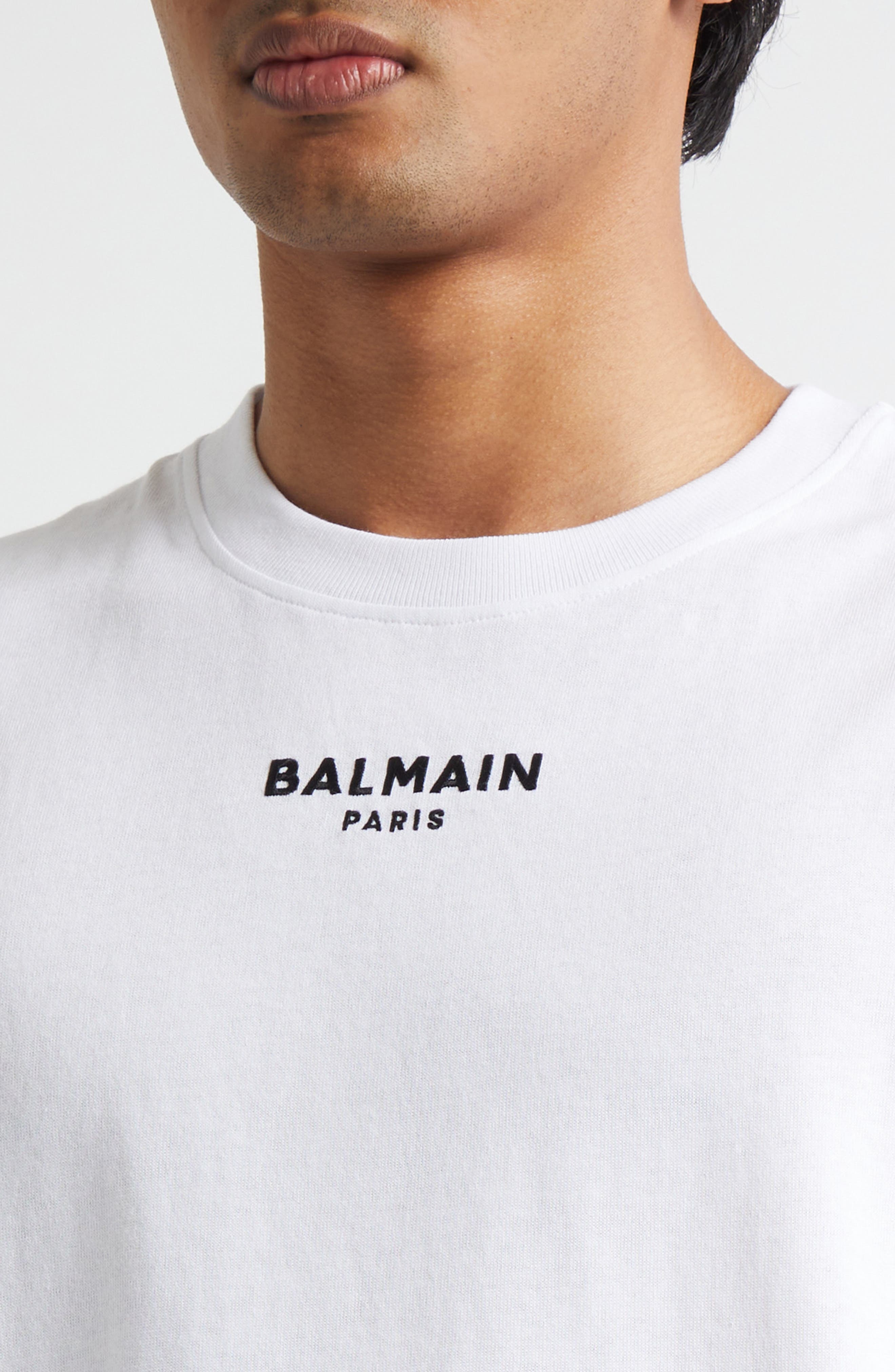 Balmain Embroidered Logo Tank in Gab White/Black at Nordstrom - 4