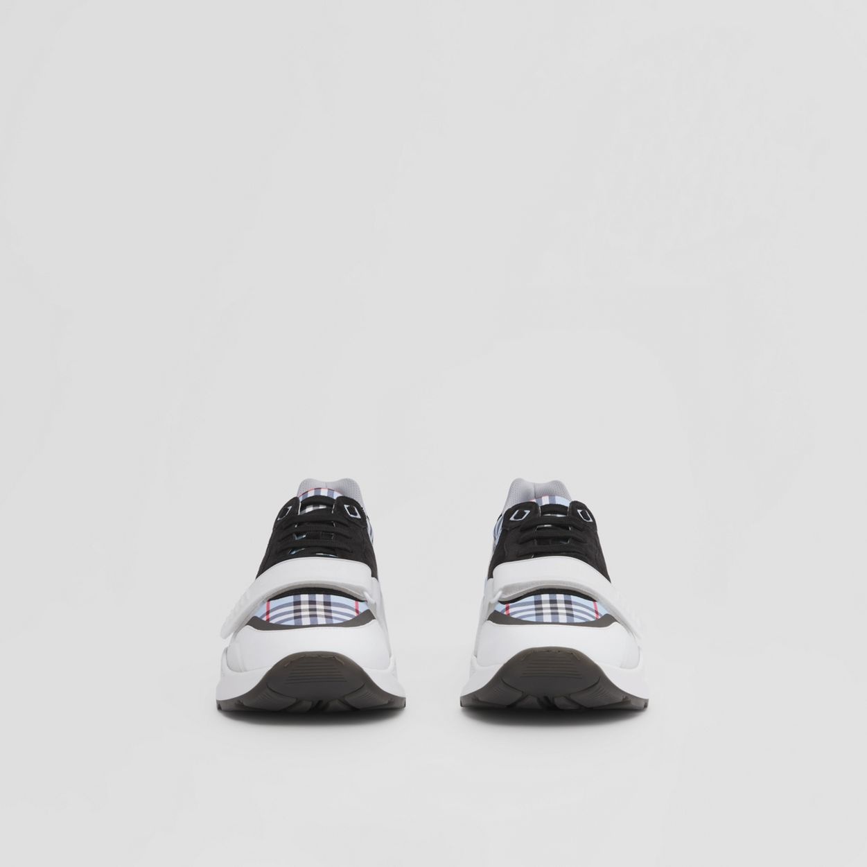 Check Nylon, Leather and Suede Sneakers - 4