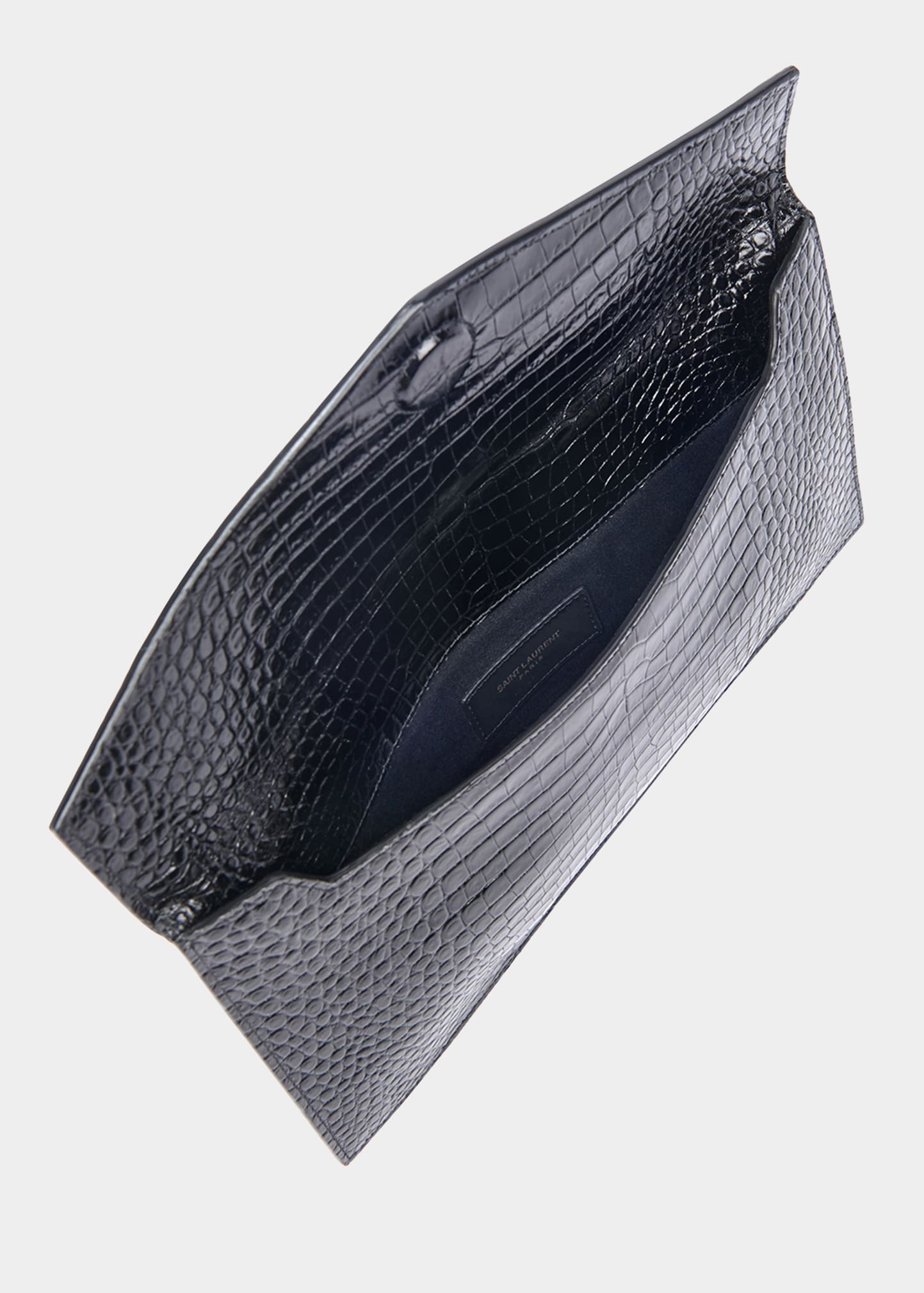 Uptown Crocodile-Embossed Pouch Bag - 2