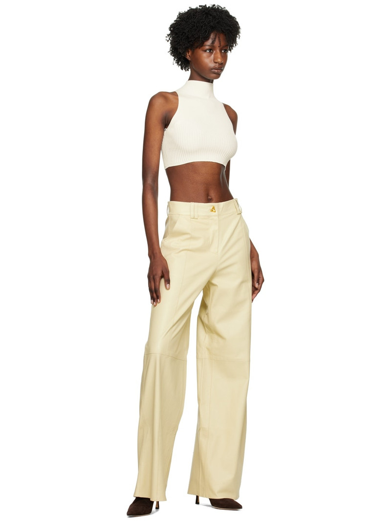 AERON Beige Bouquet Leather Pants outlook