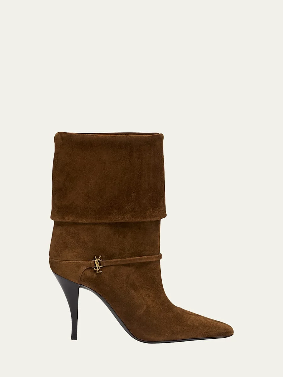 Niki Suede YSL Stiletto Ankle Booties - 1